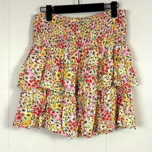 NWT Vero Moda Floral Layered Ruffle Smocked Wide Waistband Size Medium Preppy